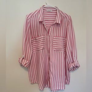 Pink and White Stripe Button down